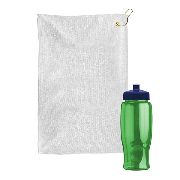 27 oz. Poly-pure transparent bottle with microfiber golf towel. Towel is... from ASI 40480 Koozie Group