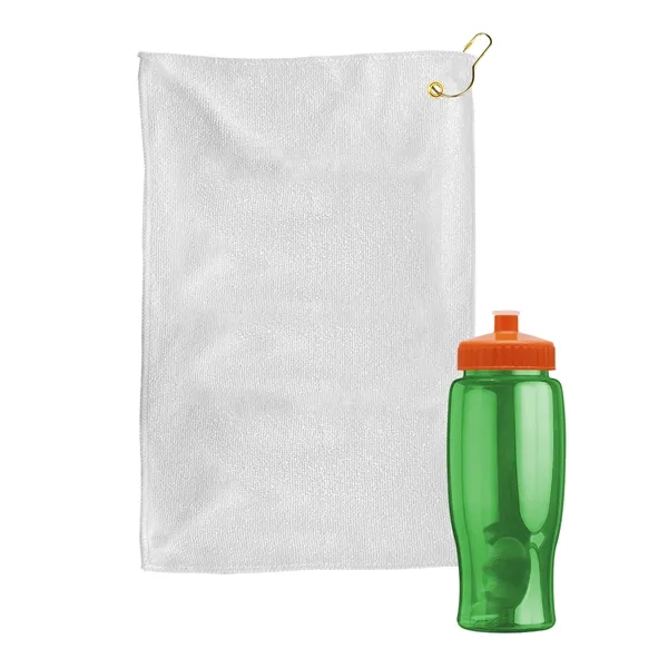 27 oz. Poly-pure transparent bottle with microfiber golf towel. Towel is... from ASI 40480 Koozie Group