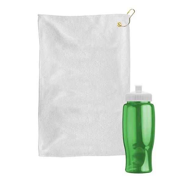 27 oz. Poly-pure transparent bottle with microfiber golf towel. Towel is... from ASI 40480 Koozie Group