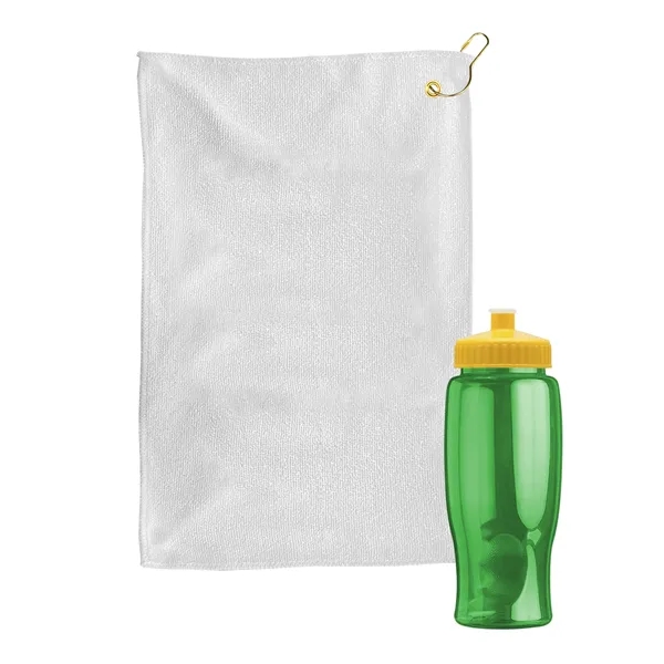 27 oz. Poly-pure transparent bottle with microfiber golf towel. Towel is... from ASI 40480 Koozie Group