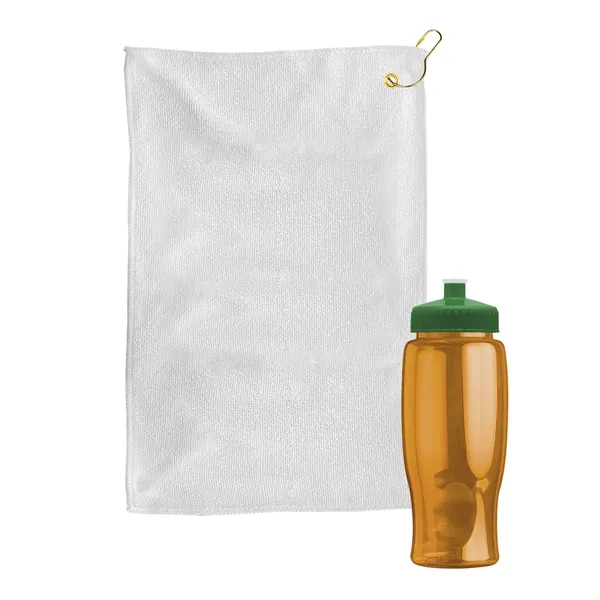 27 oz. Poly-pure transparent bottle with microfiber golf towel. Towel is... from ASI 40480 Koozie Group