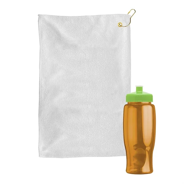 27 oz. Poly-pure transparent bottle with microfiber golf towel. Towel is... from ASI 40480 Koozie Group