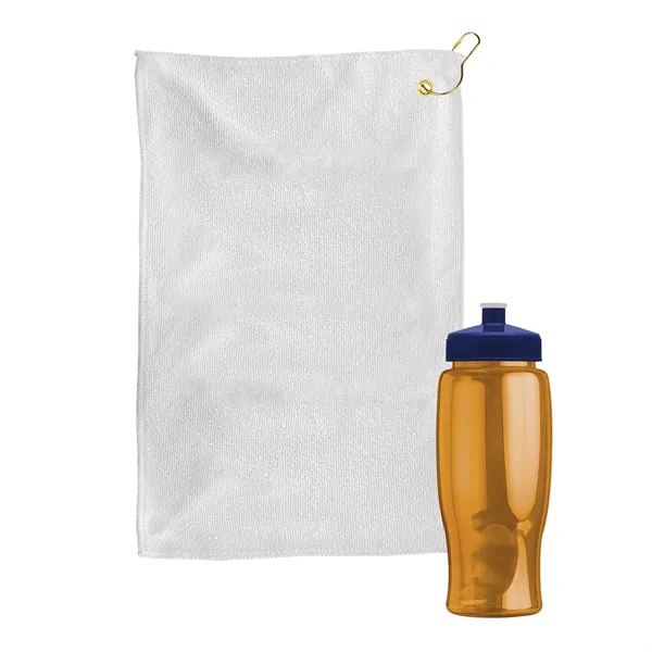 27 oz. Poly-pure transparent bottle with microfiber golf towel. Towel is... from ASI 40480 Koozie Group