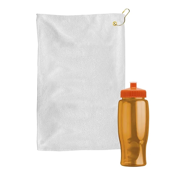 27 oz. Poly-pure transparent bottle with microfiber golf towel. Towel is... from ASI 40480 Koozie Group