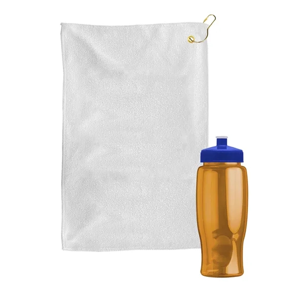 27 oz. Poly-pure transparent bottle with microfiber golf towel. Towel is... from ASI 40480 Koozie Group