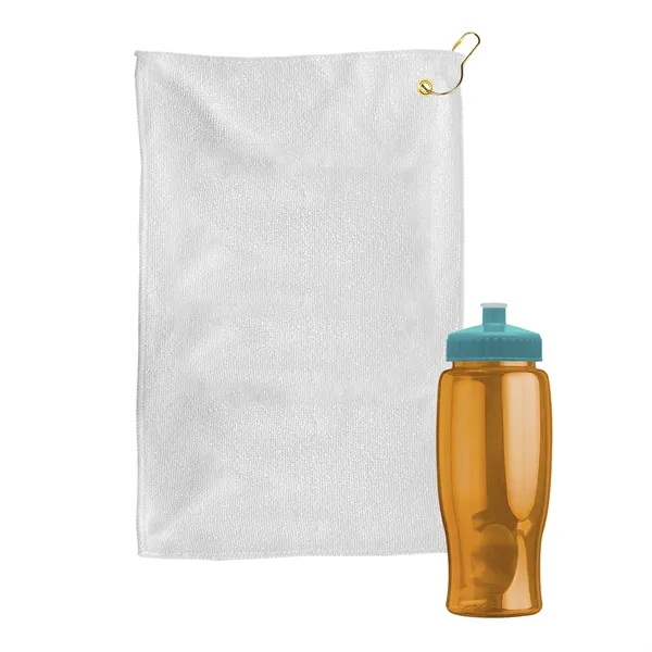 27 oz. Poly-pure transparent bottle with microfiber golf towel. Towel is... from ASI 40480 Koozie Group