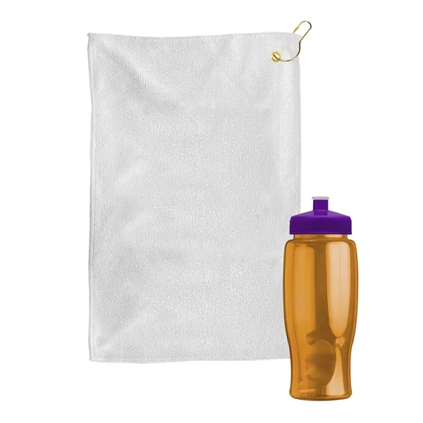 27 oz. Poly-pure transparent bottle with microfiber golf towel. Towel is... from ASI 40480 Koozie Group