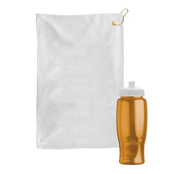 27 oz. Poly-pure transparent bottle with microfiber golf towel. Towel is... from ASI 40480 Koozie Group