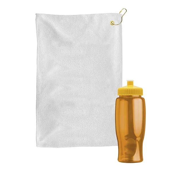 27 oz. Poly-pure transparent bottle with microfiber golf towel. Towel is... from ASI 40480 Koozie Group
