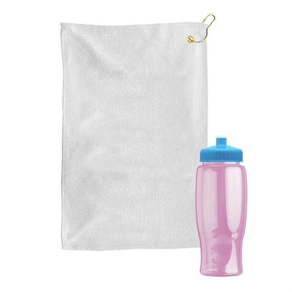 27 oz. Poly-pure transparent bottle with microfiber golf towel. Towel is... from ASI 40480 Koozie Group