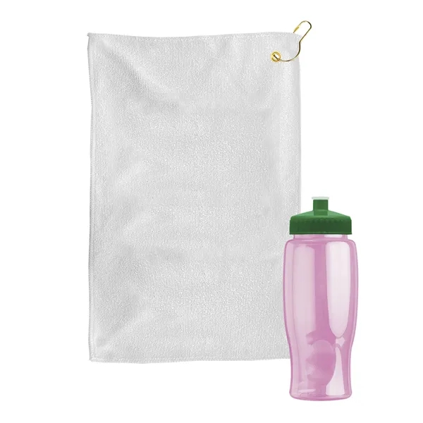 27 oz. Poly-pure transparent bottle with microfiber golf towel. Towel is... from ASI 40480 Koozie Group