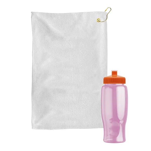 27 oz. Poly-pure transparent bottle with microfiber golf towel. Towel is... from ASI 40480 Koozie Group
