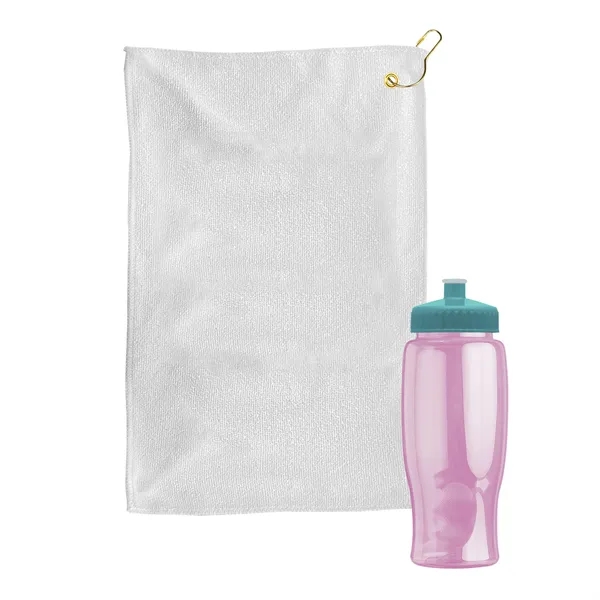 27 oz. Poly-pure transparent bottle with microfiber golf towel. Towel is... from ASI 40480 Koozie Group