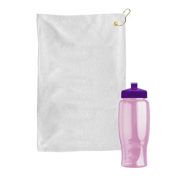 27 oz. Poly-pure transparent bottle with microfiber golf towel. Towel is... from ASI 40480 Koozie Group