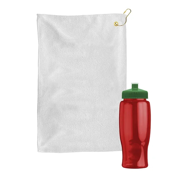 27 oz. Poly-pure transparent bottle with microfiber golf towel. Towel is... from ASI 40480 Koozie Group