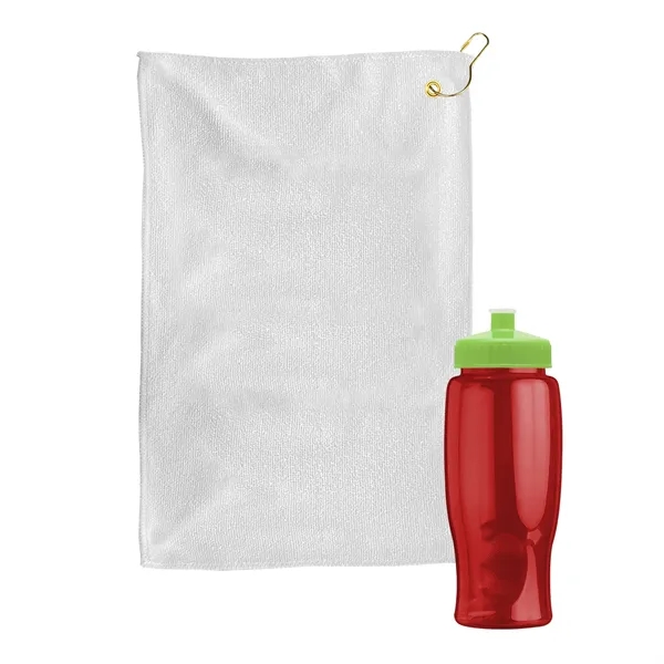 27 oz. Poly-pure transparent bottle with microfiber golf towel. Towel is... from ASI 40480 Koozie Group