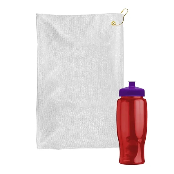 27 oz. Poly-pure transparent bottle with microfiber golf towel. Towel is... from ASI 40480 Koozie Group
