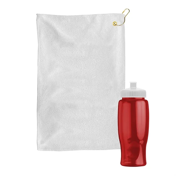 27 oz. Poly-pure transparent bottle with microfiber golf towel. Towel is... from ASI 40480 Koozie Group
