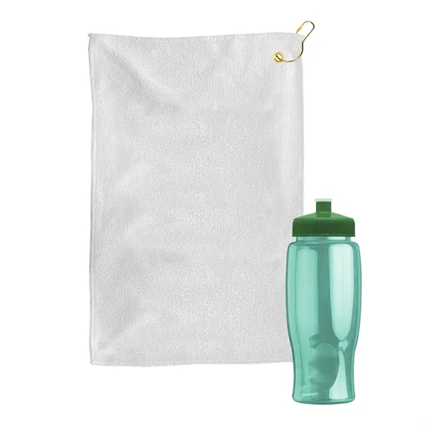 27 oz. Poly-pure transparent bottle with microfiber golf towel. Towel is... from ASI 40480 Koozie Group