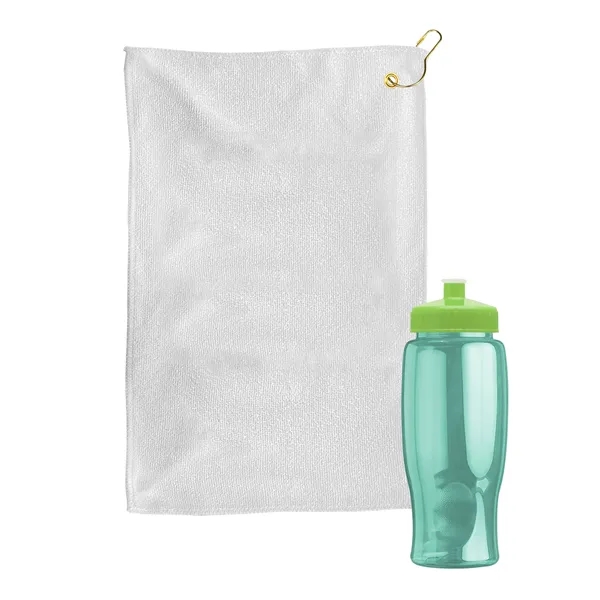 27 oz. Poly-pure transparent bottle with microfiber golf towel. Towel is... from ASI 40480 Koozie Group