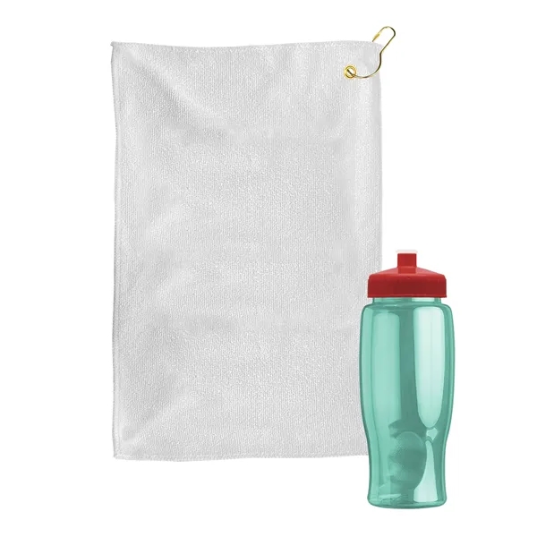 27 oz. Poly-pure transparent bottle with microfiber golf towel. Towel is... from ASI 40480 Koozie Group