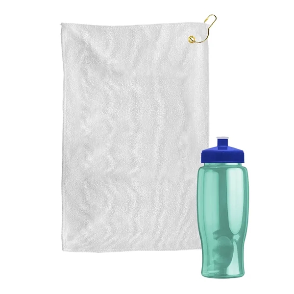 27 oz. Poly-pure transparent bottle with microfiber golf towel. Towel is... from ASI 40480 Koozie Group