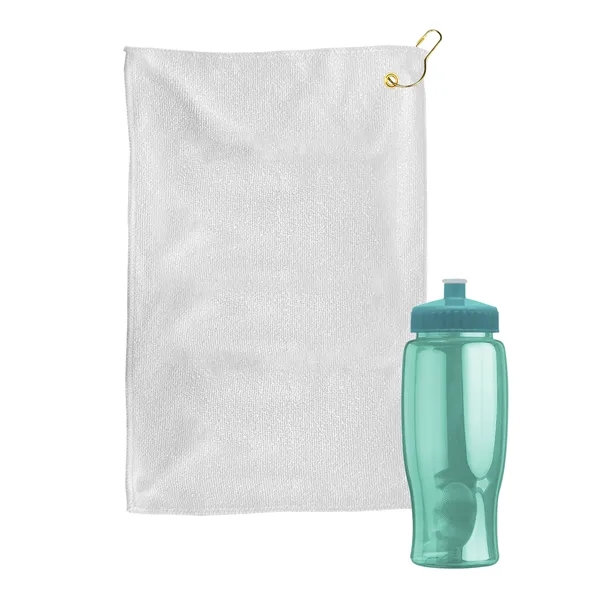 27 oz. Poly-pure transparent bottle with microfiber golf towel. Towel is... from ASI 40480 Koozie Group