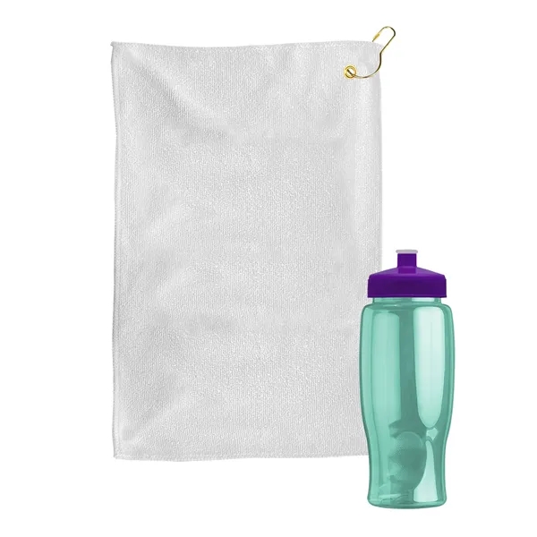 27 oz. Poly-pure transparent bottle with microfiber golf towel. Towel is... from ASI 40480 Koozie Group