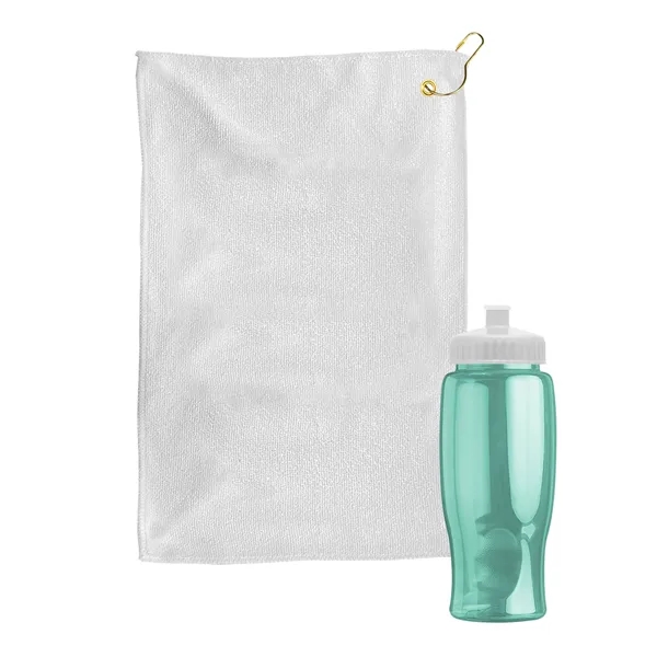 27 oz. Poly-pure transparent bottle with microfiber golf towel. Towel is... from ASI 40480 Koozie Group