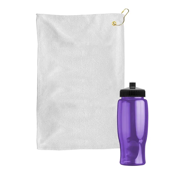 27 oz. Poly-pure transparent bottle with microfiber golf towel. Towel is... from ASI 40480 Koozie Group