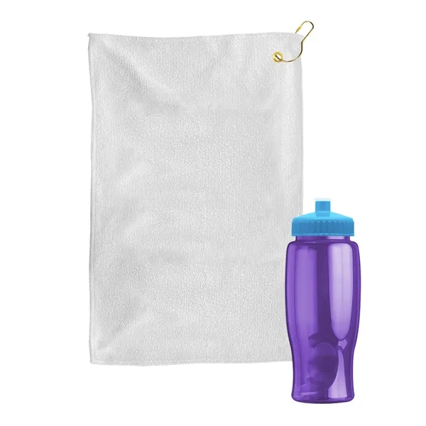 27 oz. Poly-pure transparent bottle with microfiber golf towel. Towel is... from ASI 40480 Koozie Group