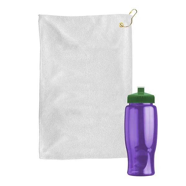 27 oz. Poly-pure transparent bottle with microfiber golf towel. Towel is... from ASI 40480 Koozie Group