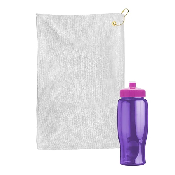 27 oz. Poly-pure transparent bottle with microfiber golf towel. Towel is... from ASI 40480 Koozie Group