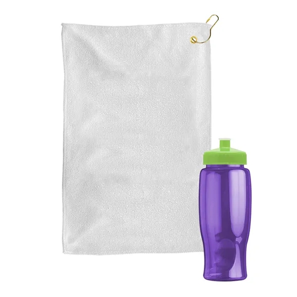 27 oz. Poly-pure transparent bottle with microfiber golf towel. Towel is... from ASI 40480 Koozie Group