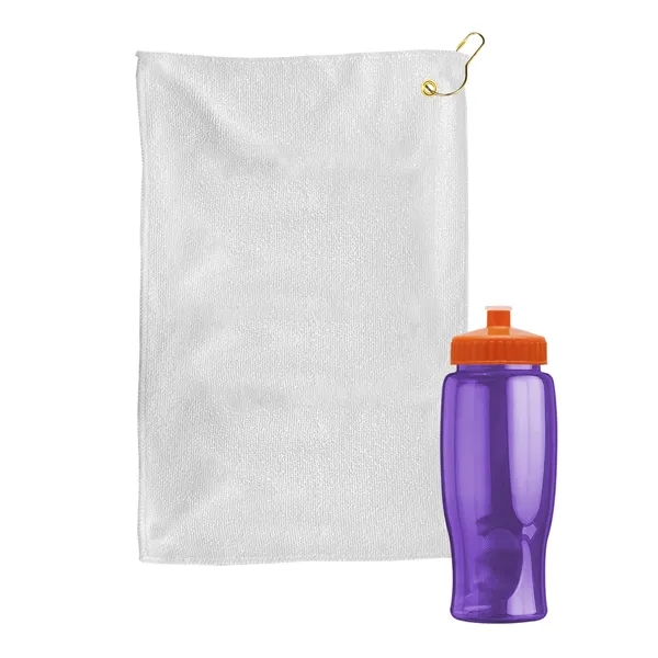 27 oz. Poly-pure transparent bottle with microfiber golf towel. Towel is... from ASI 40480 Koozie Group