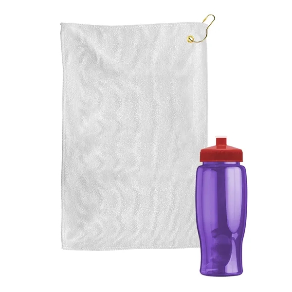 27 oz. Poly-pure transparent bottle with microfiber golf towel. Towel is... from ASI 40480 Koozie Group