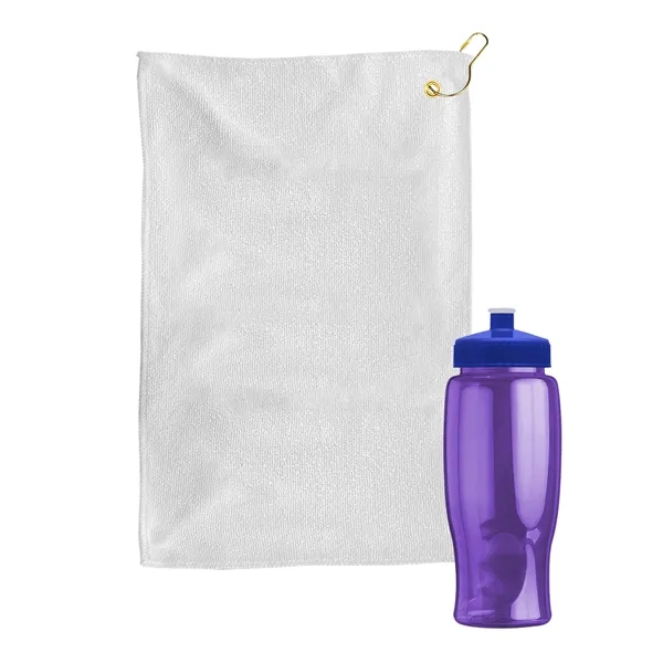 27 oz. Poly-pure transparent bottle with microfiber golf towel. Towel is... from ASI 40480 Koozie Group