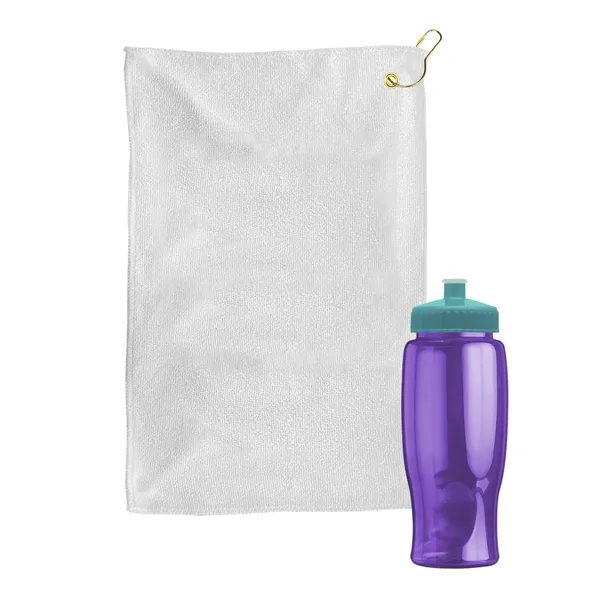 27 oz. Poly-pure transparent bottle with microfiber golf towel. Towel is... from ASI 40480 Koozie Group