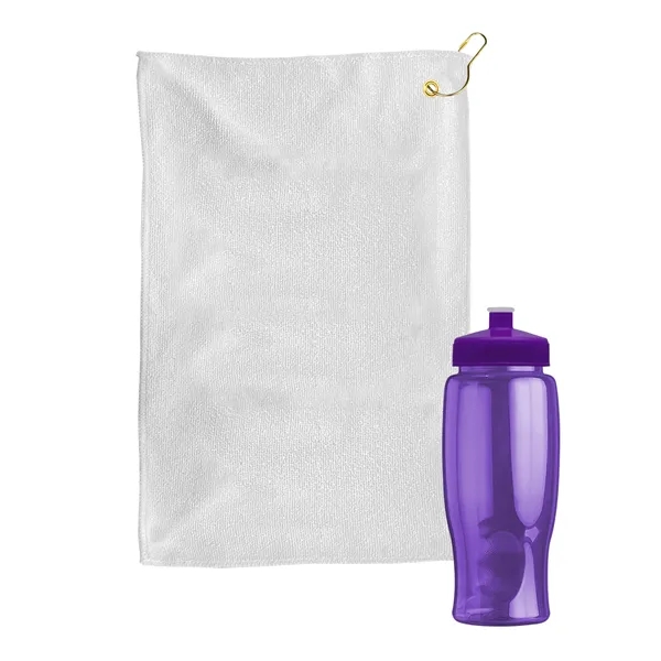 27 oz. Poly-pure transparent bottle with microfiber golf towel. Towel is... from ASI 40480 Koozie Group