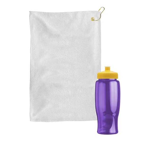27 oz. Poly-pure transparent bottle with microfiber golf towel. Towel is... from ASI 40480 Koozie Group