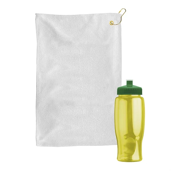 27 oz. Poly-pure transparent bottle with microfiber golf towel. Towel is... from ASI 40480 Koozie Group