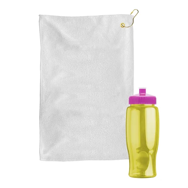27 oz. Poly-pure transparent bottle with microfiber golf towel. Towel is... from ASI 40480 Koozie Group