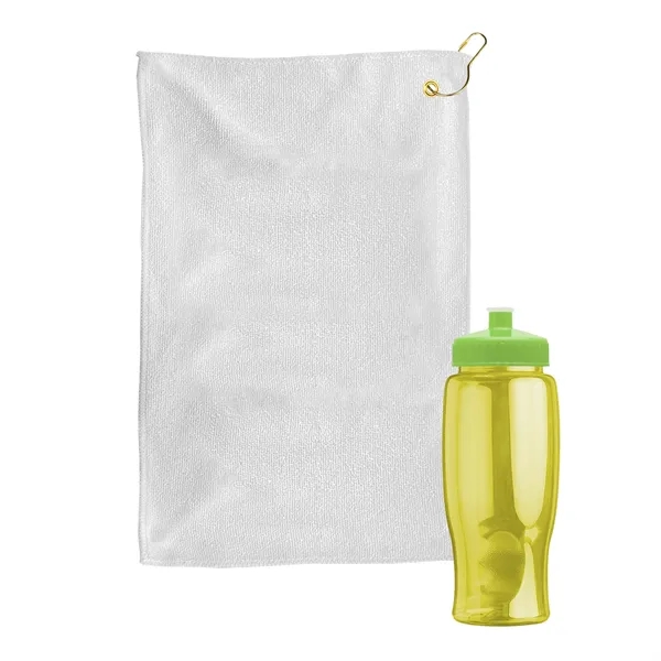 27 oz. Poly-pure transparent bottle with microfiber golf towel. Towel is... from ASI 40480 Koozie Group