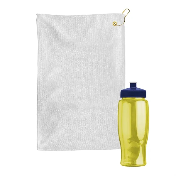 27 oz. Poly-pure transparent bottle with microfiber golf towel. Towel is... from ASI 40480 Koozie Group