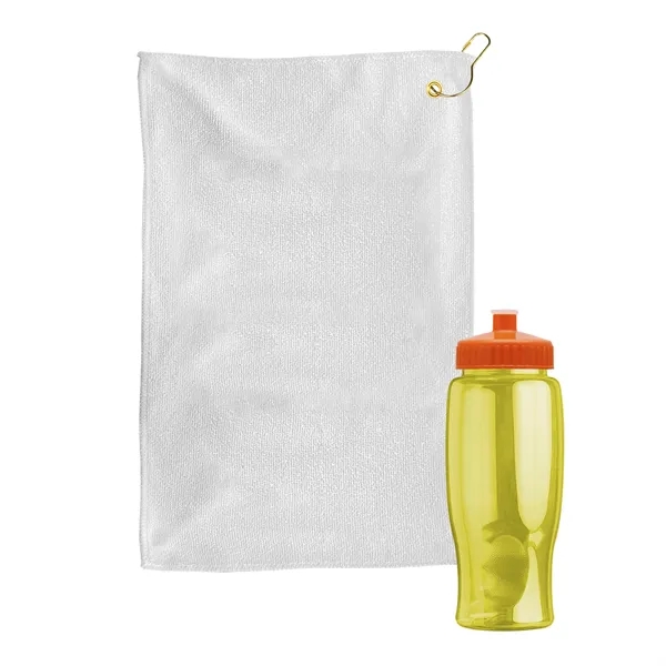 27 oz. Poly-pure transparent bottle with microfiber golf towel. Towel is... from ASI 40480 Koozie Group
