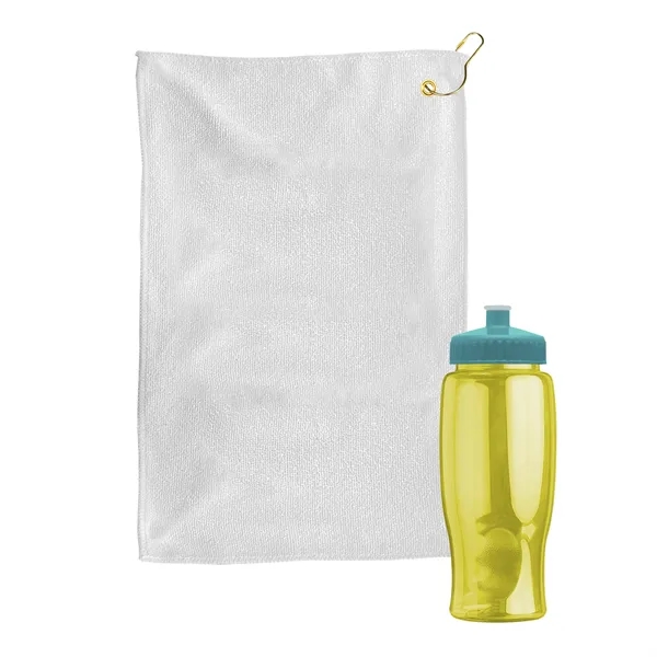 27 oz. Poly-pure transparent bottle with microfiber golf towel. Towel is... from ASI 40480 Koozie Group