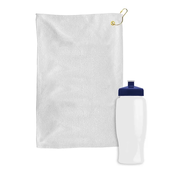 27 oz. Poly-pure transparent bottle with microfiber golf towel. Towel is... from ASI 40480 Koozie Group