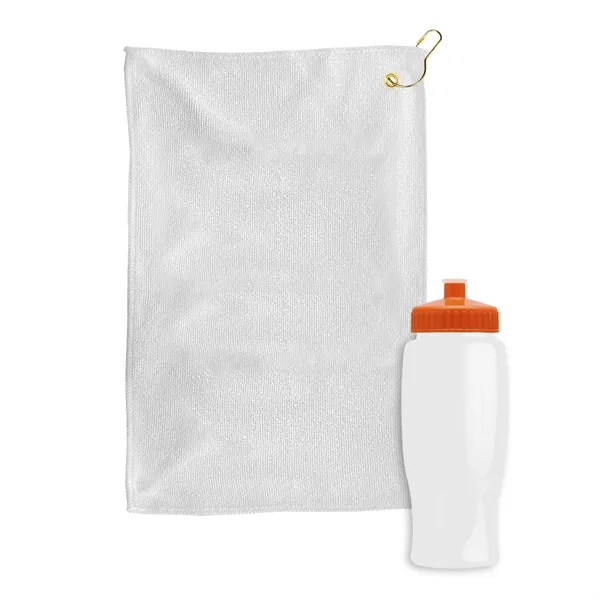 27 oz. Poly-pure transparent bottle with microfiber golf towel. Towel is... from ASI 40480 Koozie Group