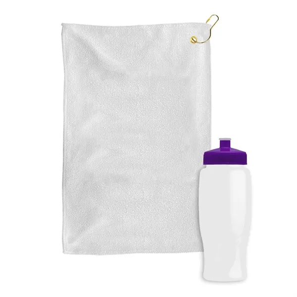 27 oz. Poly-pure transparent bottle with microfiber golf towel. Towel is... from ASI 40480 Koozie Group