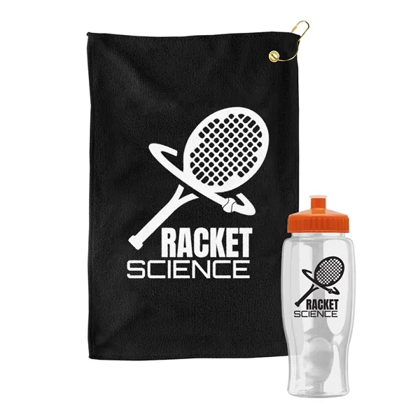 27 oz. Poly-pure transparent bottle with microfiber golf towel. Towel is... from ASI 40480 Koozie Group